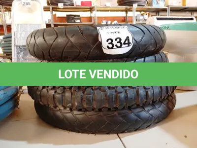 LOTE 334 - 04 PNEUS DE MOTO USADOS COM NUMERAÇÕES DIVERSAS. (NO ESTADO) ATENÇÃO! FAZER A VISITAÇÃO ANTES DE ARREMATAR, NÃO SABEMOS SE FUNCIONA. LEILÃO NÃO TEM GARANTIA E NEM DEVOLUÇÃO, SUJEITO A POSSÍVEIS AVARIAS VISÍVEIS/OCULTAS E/OU AUSÊNCIA DE COMPONENTES.
