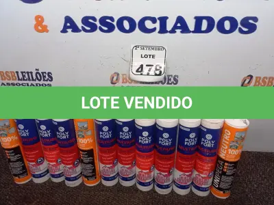 LOTE 478 - 09 CARTUCHOS DE SILICONE ACÉTICO MULTIUSO POLYFORT DE 250G CADA E 03 SACHES ADESIVOS E SELADORES MARCA UNIPEGA 600ML CADA.  (NO ESTADO) ATENÇÃO! FAZER A VISITAÇÃO ANTES DE ARREMATAR, NÃO SABEMOS SE FUNCIONA. LEILÃO NÃO TEM GARANTIA E NEM DEVOLUÇÃO, SUJEITO A POSSÍVEIS AVARIAS VISÍVEIS/OCULTAS E/OU AUSÊNCIA DE COMPONENTES.