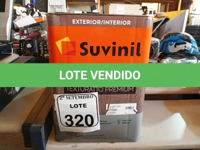 LOTE 320 - 01 LATA DE TINTA SUVINIL EFEITO RUSTICO TEXTURIZADO PRETO 25KG. (NO ESTADO) ATENÇÃO! FAZER A VISITAÇÃO ANTES DE ARREMATAR, NÃO SABEMOS SE FUNCIONA. LEILÃO NÃO TEM GARANTIA E NEM DEVOLUÇÃO, SUJEITO A POSSÍVEIS AVARIAS VISÍVEIS/OCULTAS E/OU AUSÊNCIA DE COMPONENTES.
