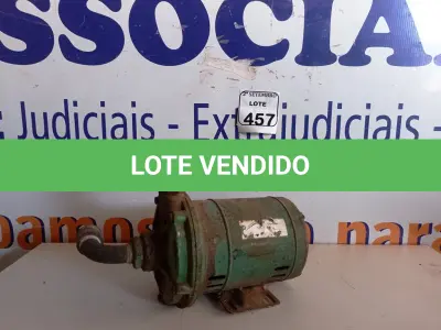 LOTE 457 - 01 BOMBA D´ÁGUA MARCA WEG. (NO ESTADO) ATENÇÃO! FAZER A VISITAÇÃO ANTES DE ARREMATAR, NÃO SABEMOS SE FUNCIONA. LEILÃO NÃO TEM GARANTIA E NEM DEVOLUÇÃO, SUJEITO A POSSÍVEIS AVARIAS VISÍVEIS/OCULTAS E/OU AUSÊNCIA DE COMPONENTES.