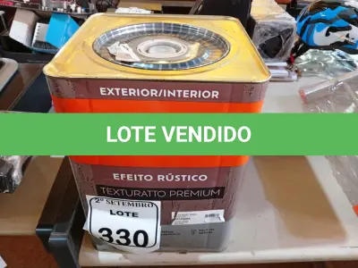 LOTE 330 - 01 LATA DE TINTA SUVINIL EFEITO RUSTICO TEXTURIZADO PRETO 25KG. (NO ESTADO) ATENÇÃO! FAZER A VISITAÇÃO ANTES DE ARREMATAR, NÃO SABEMOS SE FUNCIONA. LEILÃO NÃO TEM GARANTIA E NEM DEVOLUÇÃO, SUJEITO A POSSÍVEIS AVARIAS VISÍVEIS/OCULTAS E/OU AUSÊNCIA DE COMPONENTES.