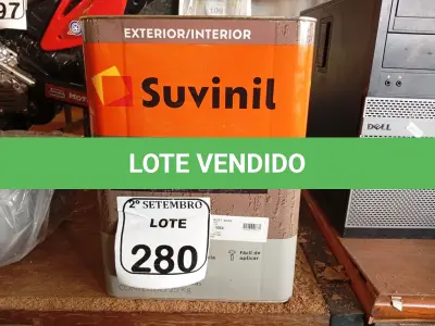 LOTE 280 - 01 LATA DE TINTA SUVINIL EFEITO RUSTICO TEXTURIZADO PRETO 25KG. (NO ESTADO) ATENÇÃO! FAZER A VISITAÇÃO ANTES DE ARREMATAR, NÃO SABEMOS SE FUNCIONA. LEILÃO NÃO TEM GARANTIA E NEM DEVOLUÇÃO, SUJEITO A POSSÍVEIS AVARIAS VISÍVEIS/OCULTAS E/OU AUSÊNCIA DE COMPONENTES.