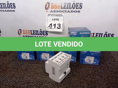 LOTE 413 - 03 CAIXAS DE INTERRUPTOR SOPRANO DIFERENCIAL DRS-L 4 POLOS, CONTÉM 01 UNIDADE EM CADA CAIXA. (NO ESTADO) ATENÇÃO! FAZER A VISITAÇÃO ANTES DE ARREMATAR, NÃO SABEMOS SE FUNCIONA. LEILÃO NÃO TEM GARANTIA E NEM DEVOLUÇÃO, SUJEITO A POSSÍVEIS AVARIAS VISÍVEIS/OCULTAS E/OU AUSÊNCIA DE COMPONENTES.