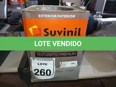 LOTE 260 - 01 LATA DE TINTA SUVINIL EFEITO RUSTICO TEXTURIZADO PRETO 25KG. (NO ESTADO) ATENÇÃO! FAZER A VISITAÇÃO ANTES DE ARREMATAR, NÃO SABEMOS SE FUNCIONA. LEILÃO NÃO TEM GARANTIA E NEM DEVOLUÇÃO, SUJEITO A POSSÍVEIS AVARIAS VISÍVEIS/OCULTAS E/OU AUSÊNCIA DE COMPONENTES.
