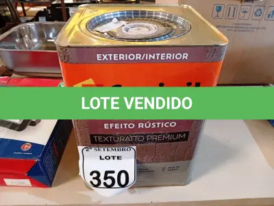 LOTE 350 - 01 LATA DE TINTA SUVINIL EFEITO RUSTICO TEXTURIZADO PRETO 25KG. (NO ESTADO) ATENÇÃO! FAZER A VISITAÇÃO ANTES DE ARREMATAR, NÃO SABEMOS SE FUNCIONA. LEILÃO NÃO TEM GARANTIA E NEM DEVOLUÇÃO, SUJEITO A POSSÍVEIS AVARIAS VISÍVEIS/OCULTAS E/OU AUSÊNCIA DE COMPONENTES.