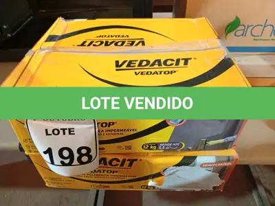 LOTE 198 - 02 CAIXAS DE VEDACIT ARGAMASSA POLIMÉRICA IMPERMEÁVEL 12KG CADA. (NO ESTADO) ATENÇÃO! FAZER A VISITAÇÃO ANTES DE ARREMATAR, NÃO SABEMOS SE FUNCIONA. LEILÃO NÃO TEM GARANTIA E NEM DEVOLUÇÃO, SUJEITO A POSSÍVEIS AVARIAS VISÍVEIS/OCULTAS E/OU AUSÊNCIA DE COMPONENTES.