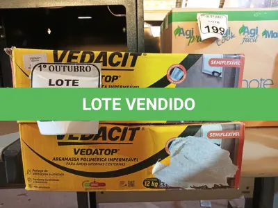 LOTE 198 - 02 CAIXAS DE VEDACIT ARGAMASSA POLIMÉRICA IMPERMEÁVEL 12KG CADA. (NO ESTADO) ATENÇÃO! FAZER A VISITAÇÃO ANTES DE ARREMATAR, NÃO SABEMOS SE FUNCIONA. LEILÃO NÃO TEM GARANTIA E NEM DEVOLUÇÃO, SUJEITO A POSSÍVEIS AVARIAS VISÍVEIS/OCULTAS E/OU AUSÊNCIA DE COMPONENTES.