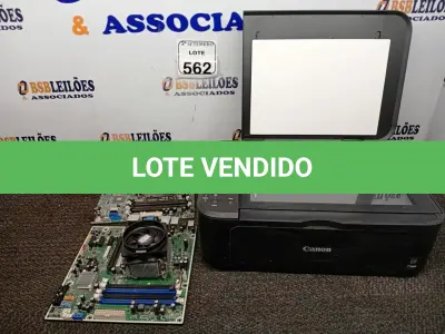 LOTE 562 - 01 IMPRESSORA CANON E 02 PLACAS MÃES. (NO ESTADO) ATENÇÃO! FAZER A VISITAÇÃO ANTES DE ARREMATAR, NÃO SABEMOS SE FUNCIONA. LEILÃO NÃO TEM GARANTIA E NEM DEVOLUÇÃO, SUJEITO A POSSÍVEIS AVARIAS VISÍVEIS/OCULTAS E/OU AUSÊNCIA DE COMPONENTES.