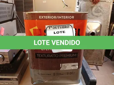 LOTE 137 - 01 LATA DE TINTA TEXTURATTO PREMIUM EFEITO RÚSTICO INTERIOR/EXTERIOR SUVINIL 25KG. (NO ESTADO) ATENÇÃO! FAZER A VISITAÇÃO ANTES DE ARREMATAR, NÃO SABEMOS SE FUNCIONA. LEILÃO NÃO TEM GARANTIA E NEM DEVOLUÇÃO, SUJEITO A POSSÍVEIS AVARIAS VISÍVEIS/OCULTAS E/OU AUSÊNCIA DE COMPONENTES.