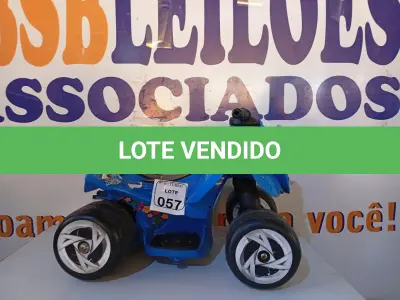 LOTE 057 - 01 QUADRICICLO ELÉTRICO P/ CRIANÇAS COM AVARIAS. (NO ESTADO) ATENÇÃO! FAZER A VISITAÇÃO ANTES DE ARREMATAR, NÃO SABEMOS SE FUNCIONA. LEILÃO NÃO TEM GARANTIA E NEM DEVOLUÇÃO, SUJEITO A POSSÍVEIS AVARIAS VISÍVEIS/OCULTAS E/OU AUSÊNCIA DE COMPONENTES.