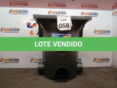 LOTE 058 - 01 CAIXA DE PASSAGEM E INSPEÇÃO DE ESGOTO. (NO ESTADO) ATENÇÃO! FAZER A VISITAÇÃO ANTES DE ARREMATAR, NÃO SABEMOS SE FUNCIONA. LEILÃO NÃO TEM GARANTIA E NEM DEVOLUÇÃO, SUJEITO A POSSÍVEIS AVARIAS VISÍVEIS/OCULTAS E/OU AUSÊNCIA DE COMPONENTES.
