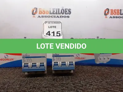 LOTE 415 - 02 CAIXAS DE MINI DISJUNTORES DECORLUX MODELO DZ47-63, CONTÉM 12 UNIDADES EM CADA CAIXA. (NO ESTADO) ATENÇÃO! FAZER A VISITAÇÃO ANTES DE ARREMATAR, NÃO SABEMOS SE FUNCIONA. LEILÃO NÃO TEM GARANTIA E NEM DEVOLUÇÃO, SUJEITO A POSSÍVEIS AVARIAS VISÍVEIS/OCULTAS E/OU AUSÊNCIA DE COMPONENTES.