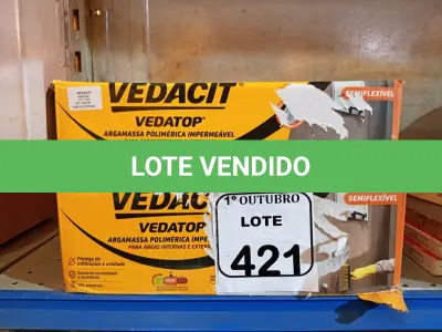 LOTE 421 - 02 CAIXAS DE VEDACIT ARGAMASSA POLIMÉRICA IMPERMEÁVEL 12KG CADA. (NO ESTADO) ATENÇÃO! FAZER A VISITAÇÃO ANTES DE ARREMATAR, NÃO SABEMOS SE FUNCIONA. LEILÃO NÃO TEM GARANTIA E NEM DEVOLUÇÃO, SUJEITO A POSSÍVEIS AVARIAS VISÍVEIS/OCULTAS E/OU AUSÊNCIA DE COMPONENTES.