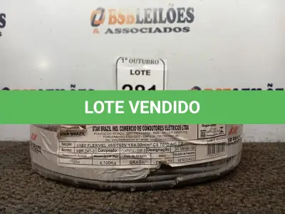 LOTE 281 - 01 ROLO DE CABO DE FIO FLEXÍVEL 1×4,00MM NA COR CINZA (NOVO). (NO ESTADO) ATENÇÃO! FAZER A VISITAÇÃO ANTES DE ARREMATAR, NÃO SABEMOS SE FUNCIONA. LEILÃO NÃO TEM GARANTIA E NEM DEVOLUÇÃO, SUJEITO A POSSÍVEIS AVARIAS VISÍVEIS/OCULTAS E/OU AUSÊNCIA DE COMPONENTES.