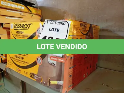 LOTE 435 - 02 CAIXAS DE VEDACIT ARGAMASSA POLIMÉRICA IMPERMEÁVEL 12KG CADA. (NO ESTADO) ATENÇÃO! FAZER A VISITAÇÃO ANTES DE ARREMATAR, NÃO SABEMOS SE FUNCIONA. LEILÃO NÃO TEM GARANTIA E NEM DEVOLUÇÃO, SUJEITO A POSSÍVEIS AVARIAS VISÍVEIS/OCULTAS E/OU AUSÊNCIA DE COMPONENTES.