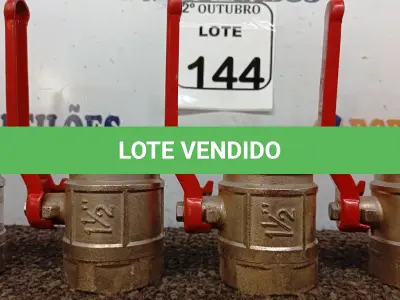 LOTE 144 - 06 REGISTROS DE ÁGUA 1¹/2”. (NO ESTADO) ATENÇÃO! FAZER A VISITAÇÃO ANTES DE ARREMATAR, NÃO SABEMOS SE FUNCIONA. LEILÃO NÃO TEM GARANTIA E NEM DEVOLUÇÃO, SUJEITO A POSSÍVEIS AVARIAS VISÍVEIS/OCULTAS E/OU AUSÊNCIA DE COMPONENTES.