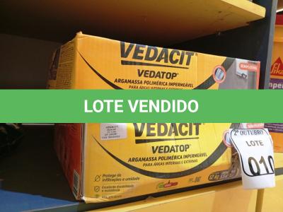 LOTE 010 - 02 CAIXAS DE VEDACIT ARGAMASSA POLIMÉRICA IMPERMEÁVEL. (NO ESTADO) ATENÇÃO! FAZER A VISITAÇÃO ANTES DE ARREMATAR, NÃO SABEMOS SE FUNCIONA. LEILÃO NÃO TEM GARANTIA E NEM DEVOLUÇÃO, SUJEITO A POSSÍVEIS AVARIAS VISÍVEIS/OCULTAS E/OU AUSÊNCIA DE COMPONENTES.