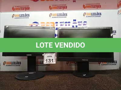 LOTE 131 - 02 MONITORES LCD MARCAS SAMSUNG E POSITIVO. (NO ESTADO) ATENÇÃO! FAZER A VISITAÇÃO ANTES DE ARREMATAR, NÃO SABEMOS SE FUNCIONA. LEILÃO NÃO TEM GARANTIA E NEM DEVOLUÇÃO, SUJEITO A POSSÍVEIS AVARIAS VISÍVEIS/OCULTAS E/OU AUSÊNCIA DE COMPONENTES.