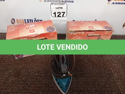LOTE 127 - 02 FERROS DE PASSAR ROUPAS A GÁS. (NO ESTADO) ATENÇÃO! FAZER A VISITAÇÃO ANTES DE ARREMATAR, NÃO SABEMOS SE FUNCIONA. LEILÃO NÃO TEM GARANTIA E NEM DEVOLUÇÃO, SUJEITO A POSSÍVEIS AVARIAS VISÍVEIS/OCULTAS E/OU AUSÊNCIA DE COMPONENTES.
