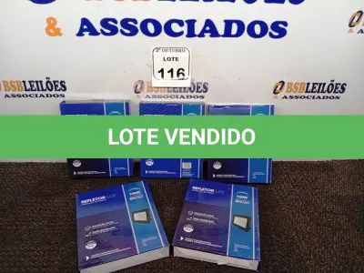 LOTE 116 - 05 REFLETORES LED AMBIENTE EXTERNO100W. (NO ESTADO) ATENÇÃO! FAZER A VISITAÇÃO ANTES DE ARREMATAR, NÃO SABEMOS SE FUNCIONA. LEILÃO NÃO TEM GARANTIA E NEM DEVOLUÇÃO, SUJEITO A POSSÍVEIS AVARIAS VISÍVEIS/OCULTAS E/OU AUSÊNCIA DE COMPONENTES.