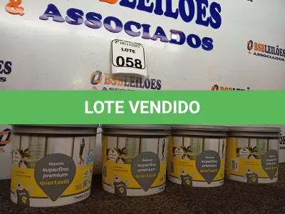 LOTE 058 - 04 POTES DE REJUNTE SUPERFINO PREMIUM QUARTZOLIT DE 2KG CADA. (NO ESTADO) ATENÇÃO! FAZER A VISITAÇÃO ANTES DE ARREMATAR, NÃO SABEMOS SE FUNCIONA. LEILÃO NÃO TEM GARANTIA E NEM DEVOLUÇÃO, SUJEITO A POSSÍVEIS AVARIAS VISÍVEIS/OCULTAS E/OU AUSÊNCIA DE COMPONENTES.