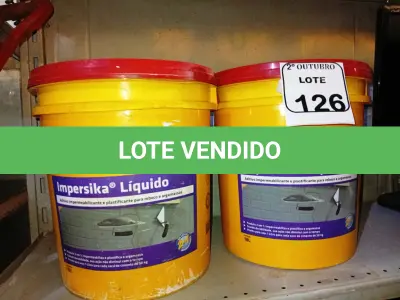 LOTE 126 - 02 BALDES DE IMPERSIKA LIQUIDO ADITIVO IMPERMEABILIZANTE E PLASTIFICANTE P REBOCO E ARGAMASSA DE 18L CADA. (NO ESTADO) ATENÇÃO! FAZER A VISITAÇÃO ANTES DE ARREMATAR, NÃO SABEMOS SE FUNCIONA. LEILÃO NÃO TEM GARANTIA E NEM DEVOLUÇÃO, SUJEITO A POSSÍVEIS AVARIAS VISÍVEIS/OCULTAS E/OU AUSÊNCIA DE COMPONENTES.