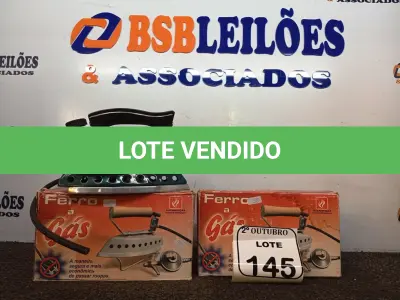 LOTE 145 - 02 FERROS DE PASSAR ROUPAS A GÁS. (NO ESTADO) ATENÇÃO! FAZER A VISITAÇÃO ANTES DE ARREMATAR, NÃO SABEMOS SE FUNCIONA. LEILÃO NÃO TEM GARANTIA E NEM DEVOLUÇÃO, SUJEITO A POSSÍVEIS AVARIAS VISÍVEIS/OCULTAS E/OU AUSÊNCIA DE COMPONENTES.