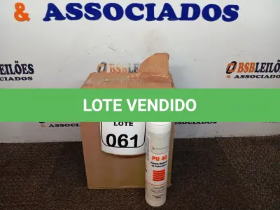 LOTE 061 - 12 SELANTES PU-40 MULTIUSO DE POLIURETANO. (NO ESTADO) ATENÇÃO! FAZER A VISITAÇÃO ANTES DE ARREMATAR, NÃO SABEMOS SE FUNCIONA. LEILÃO NÃO TEM GARANTIA E NEM DEVOLUÇÃO, SUJEITO A POSSÍVEIS AVARIAS VISÍVEIS/OCULTAS E/OU AUSÊNCIA DE COMPONENTES.