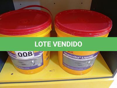 LOTE 008 - 02 BALDES DE IMPERSIKA LÍQUIDO ADITIVO IMPERMEABILIZANTE E PLASTIFICANTE PARA REBOCO E ARGAMASSA DE 18L CADA. (NO ESTADO) ATENÇÃO! FAZER A VISITAÇÃO ANTES DE ARREMATAR, NÃO SABEMOS SE FUNCIONA. LEILÃO NÃO TEM GARANTIA E NEM DEVOLUÇÃO, SUJEITO A POSSÍVEIS AVARIAS VISÍVEIS/OCULTAS E/OU AUSÊNCIA DE COMPONENTES.