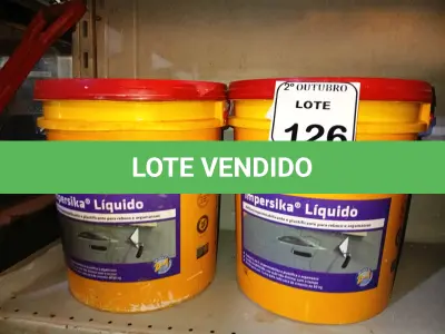 LOTE 126 - 02 BALDES DE IMPERSIKA LIQUIDO ADITIVO IMPERMEABILIZANTE E PLASTIFICANTE P REBOCO E ARGAMASSA DE 18L CADA. (NO ESTADO) ATENÇÃO! FAZER A VISITAÇÃO ANTES DE ARREMATAR, NÃO SABEMOS SE FUNCIONA. LEILÃO NÃO TEM GARANTIA E NEM DEVOLUÇÃO, SUJEITO A POSSÍVEIS AVARIAS VISÍVEIS/OCULTAS E/OU AUSÊNCIA DE COMPONENTES.