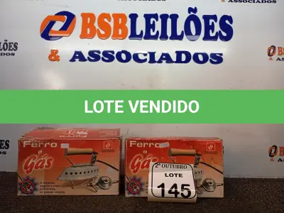 LOTE 145 - 02 FERROS DE PASSAR ROUPAS A GÁS. (NO ESTADO) ATENÇÃO! FAZER A VISITAÇÃO ANTES DE ARREMATAR, NÃO SABEMOS SE FUNCIONA. LEILÃO NÃO TEM GARANTIA E NEM DEVOLUÇÃO, SUJEITO A POSSÍVEIS AVARIAS VISÍVEIS/OCULTAS E/OU AUSÊNCIA DE COMPONENTES.