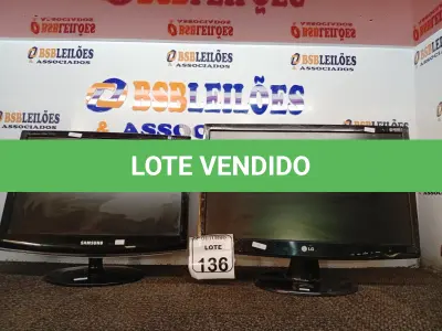 LOTE 136 - 02 MONITORES MARCAS SAMSUNG E LG. (NO ESTADO) ATENÇÃO! FAZER A VISITAÇÃO ANTES DE ARREMATAR, NÃO SABEMOS SE FUNCIONA. LEILÃO NÃO TEM GARANTIA E NEM DEVOLUÇÃO, SUJEITO A POSSÍVEIS AVARIAS VISÍVEIS/OCULTAS E/OU AUSÊNCIA DE COMPONENTES.
