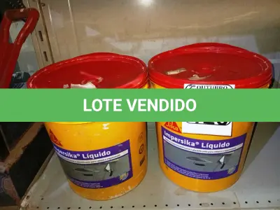 LOTE 126 - 02 BALDES DE IMPERSIKA LIQUIDO ADITIVO IMPERMEABILIZANTE E PLASTIFICANTE P REBOCO E ARGAMASSA DE 18L CADA. (NO ESTADO) ATENÇÃO! FAZER A VISITAÇÃO ANTES DE ARREMATAR, NÃO SABEMOS SE FUNCIONA. LEILÃO NÃO TEM GARANTIA E NEM DEVOLUÇÃO, SUJEITO A POSSÍVEIS AVARIAS VISÍVEIS/OCULTAS E/OU AUSÊNCIA DE COMPONENTES.