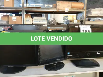 LOTE 188 - 10 MONITORES LCD MARCAS E MODELOS DIVERSOS P RETIRADA DE PEÇAS. (NO ESTADO) ATENÇÃO! FAZER A VISITAÇÃO ANTES DE ARREMATAR, NÃO SABEMOS SE FUNCIONA. LEILÃO NÃO TEM GARANTIA E NEM DEVOLUÇÃO, SUJEITO A POSSÍVEIS AVARIAS VISÍVEIS/OCULTAS E/OU AUSÊNCIA DE COMPONENTES.