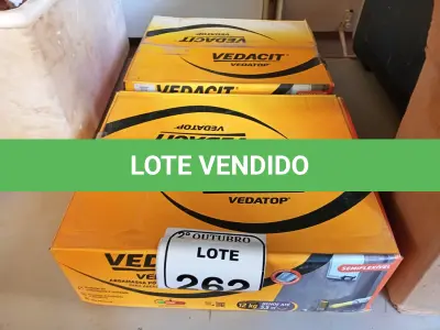 LOTE 262 - 02 CAIXAS DE VEDACIT ARGAMASSA POLIMÉRICA IMPERMEÁVEL. (NO ESTADO) ATENÇÃO! FAZER A VISITAÇÃO ANTES DE ARREMATAR, NÃO SABEMOS SE FUNCIONA. LEILÃO NÃO TEM GARANTIA E NEM DEVOLUÇÃO, SUJEITO A POSSÍVEIS AVARIAS VISÍVEIS/OCULTAS E/OU AUSÊNCIA DE COMPONENTES.