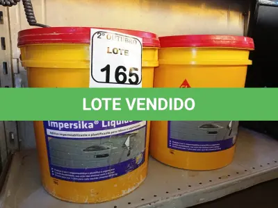 LOTE 165 - 02 BALDES DE IMPERSIKA LIQUIDO ADITIVO IMPERMEABILIZANTE E PLASTIFICANTE P REBOCO E ARGAMASSA DE 18L CADA. (NO ESTADO) ATENÇÃO! FAZER A VISITAÇÃO ANTES DE ARREMATAR, NÃO SABEMOS SE FUNCIONA. LEILÃO NÃO TEM GARANTIA E NEM DEVOLUÇÃO, SUJEITO A POSSÍVEIS AVARIAS VISÍVEIS/OCULTAS E/OU AUSÊNCIA DE COMPONENTES.