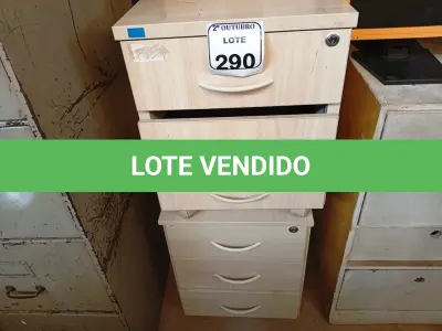 LOTE 290 - 02 GAVETEIROS COM 03 GAVETAS CADA. (NO ESTADO) ATENÇÃO! FAZER A VISITAÇÃO ANTES DE ARREMATAR, NÃO SABEMOS SE FUNCIONA. LEILÃO NÃO TEM GARANTIA E NEM DEVOLUÇÃO, SUJEITO A POSSÍVEIS AVARIAS VISÍVEIS/OCULTAS E/OU AUSÊNCIA DE COMPONENTES.