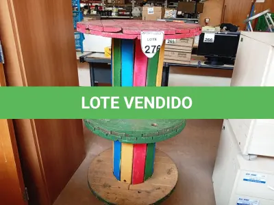 LOTE 276 - 02 CARRETEIS DE FIO DE MADEIRA COM RODINHAS. (NO ESTADO) ATENÇÃO! FAZER A VISITAÇÃO ANTES DE ARREMATAR, NÃO SABEMOS SE FUNCIONA. LEILÃO NÃO TEM GARANTIA E NEM DEVOLUÇÃO, SUJEITO A POSSÍVEIS AVARIAS VISÍVEIS/OCULTAS E/OU AUSÊNCIA DE COMPONENTES.