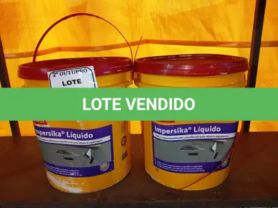 LOTE 429 - 02 BALDES DE IMPERSIKA LIQUIDO ADITIVO IMPERMEABILIZANTE E PLASTIFICANTE P REBOCO E ARGAMASSA DE 18L CADA. (NO ESTADO) ATENÇÃO! FAZER A VISITAÇÃO ANTES DE ARREMATAR, NÃO SABEMOS SE FUNCIONA. LEILÃO NÃO TEM GARANTIA E NEM DEVOLUÇÃO, SUJEITO A POSSÍVEIS AVARIAS VISÍVEIS/OCULTAS E/OU AUSÊNCIA DE COMPONENTES.
