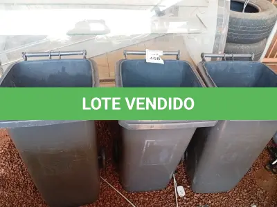 LOTE 458 - 03 LIXEIRAS COR PRETO SEM TAMPA. (NO ESTADO) ATENÇÃO! FAZER A VISITAÇÃO ANTES DE ARREMATAR, NÃO SABEMOS SE FUNCIONA. LEILÃO NÃO TEM GARANTIA E NEM DEVOLUÇÃO, SUJEITO A POSSÍVEIS AVARIAS VISÍVEIS/OCULTAS E/OU AUSÊNCIA DE COMPONENTES.