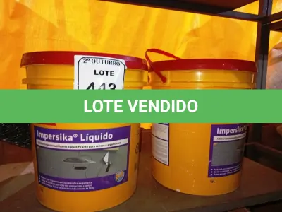 LOTE 443 - 02 BALDES DE IMPERSIKA LIQUIDO ADITIVO IMPERMEABILIZANTE E PLASTIFICANTE P REBOCO E ARGAMASSA DE 18L CADA. (NO ESTADO) ATENÇÃO! FAZER A VISITAÇÃO ANTES DE ARREMATAR, NÃO SABEMOS SE FUNCIONA. LEILÃO NÃO TEM GARANTIA E NEM DEVOLUÇÃO, SUJEITO A POSSÍVEIS AVARIAS VISÍVEIS/OCULTAS E/OU AUSÊNCIA DE COMPONENTES.