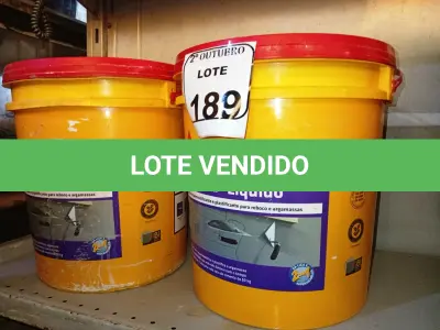 LOTE 189 - 02 BALDES DE IMPERSIKA LIQUIDO ADITIVO IMPERMEABILIZANTE E PLASTIFICANTE P REBOCO E ARGAMASSA DE 18L CADA. (NO ESTADO) ATENÇÃO! FAZER A VISITAÇÃO ANTES DE ARREMATAR, NÃO SABEMOS SE FUNCIONA. LEILÃO NÃO TEM GARANTIA E NEM DEVOLUÇÃO, SUJEITO A POSSÍVEIS AVARIAS VISÍVEIS/OCULTAS E/OU AUSÊNCIA DE COMPONENTES.