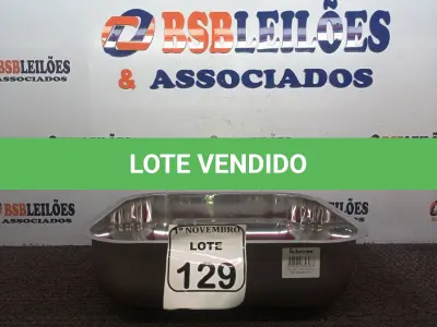 LOTE 129 - 01 CUBA EM AÇO INOX 400X340X140MM.(NOVA) (NO ESTADO) ATENÇÃO! FAZER A VISITAÇÃO ANTES DE ARREMATAR, NÃO SABEMOS SE FUNCIONA. LEILÃO NÃO TEM GARANTIA E NEM DEVOLUÇÃO, SUJEITO A POSSÍVEIS AVARIAS VISÍVEIS/OCULTAS E/OU AUSÊNCIA DE COMPONENTES.