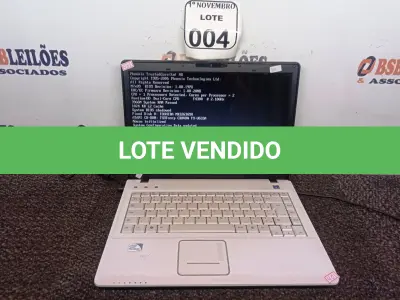 LOTE 004 - 01 NOTEBOOK COM CARREGADOR MARCA POSITIVO.     (NO ESTADO) ATENÇÃO! FAZER A VISITAÇÃO ANTES DE ARREMATAR, NÃO SABEMOS SE FUNCIONA. LEILÃO NÃO TEM GARANTIA E NEM DEVOLUÇÃO, SUJEITO A POSSÍVEIS AVARIAS VISÍVEIS/OCULTAS E/OU AUSÊNCIA DE COMPONENTES.
