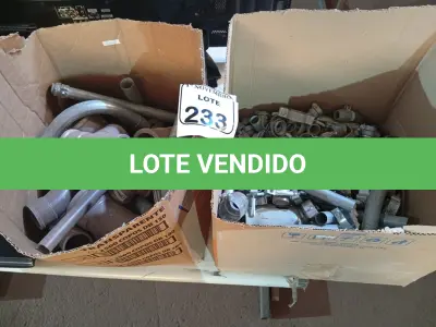 LOTE 233 - 01 LOTE C/GRANDE QUANTIDADE DE MATERIAIS HIDRÁULICOS E ELÉTRICOS. (NO ESTADO) ATENÇÃO! FAZER A VISITAÇÃO ANTES DE ARREMATAR, NÃO SABEMOS SE FUNCIONA. LEILÃO NÃO TEM GARANTIA E NEM DEVOLUÇÃO, SUJEITO A POSSÍVEIS AVARIAS VISÍVEIS/OCULTAS E/OU AUSÊNCIA DE COMPONENTES.