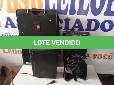 LOTE 218 - 01 MALA, 01 VENTILADOR PORTÁTIL E 02 FRAGMENTADORAS DE PAPEL MARCAS E MODELOS. (NO ESTADO) ATENÇÃO! FAZER A VISITAÇÃO ANTES DE ARREMATAR, NÃO SABEMOS SE FUNCIONA. LEILÃO NÃO TEM GARANTIA E NEM DEVOLUÇÃO, SUJEITO A POSSÍVEIS AVARIAS VISÍVEIS/OCULTAS E/OU AUSÊNCIA DE COMPONENTES.