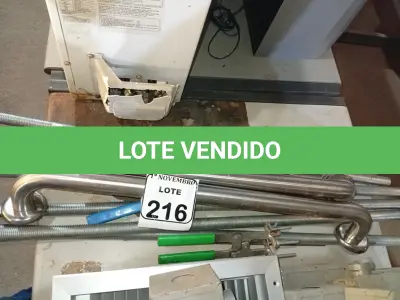 LOTE 216 - 02 BARRAS DE APOIOS P/BANHEIRO EM INOX, 05 BARRAS ROSCADAS E 02 ALICATES DE MOLDE. (NO ESTADO) ATENÇÃO! FAZER A VISITAÇÃO ANTES DE ARREMATAR, NÃO SABEMOS SE FUNCIONA. LEILÃO NÃO TEM GARANTIA