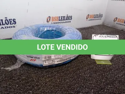 LOTE 015 - 01 ROLO DE FIO NA COR AZUL, MARCA STAR BRAZIL CABO FLEXÍVEL 45C/750V 1X10MM². (NO ESTADO) ATENÇÃO! FAZER A VISITAÇÃO ANTES DE ARREMATAR, NÃO SABEMOS SE FUNCIONA. LEILÃO NÃO TEM GARANTIA E NEM DEVOLUÇÃO, SUJEITO A POSSÍVEIS AVARIAS VISÍVEIS/OCULTAS E/OU AUSÊNCIA DE COMPONENTES.