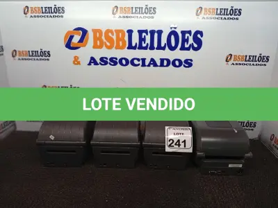 LOTE 241 - 05 IMPRESSORAS DE ETIQUETAS MARCA ZEBRA. (NO ESTADO) ATENÇÃO! FAZER A VISITAÇÃO ANTES DE ARREMATAR, NÃO SABEMOS SE FUNCIONA. LEILÃO NÃO TEM GARANTIA E NEM DEVOLUÇÃO, SUJEITO A POSSÍVEIS AVARIAS VISÍVEIS/OCULTAS E/OU AUSÊNCIA DE COMPONENTES.