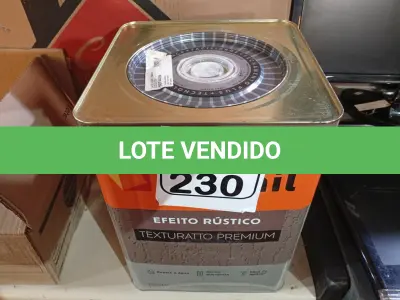 LOTE 230 - 01 LATA DE TINTA TEXTURATTO PREMIUM EFEITO RÚSTICO INTERIOR/EXTERIOR SUVINIL 25KG. (NO ESTADO) ATENÇÃO! FAZER A VISITAÇÃO ANTES DE ARREMATAR, NÃO SABEMOS SE FUNCIONA. LEILÃO NÃO TEM GARANTIA E NEM DEVOLUÇÃO, SUJEITO A POSSÍVEIS AVARIAS VISÍVEIS/OCULTAS E/OU AUSÊNCIA DE COMPONENTES.